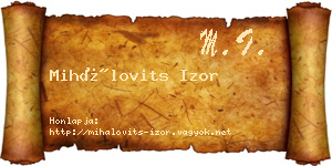 Mihálovits Izor névjegykártya